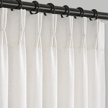 Memory Trained Pinch Pleated Linen Curtains with Hooks Living Room Semi Sheer Light Filtering Curtains 84 inch Long