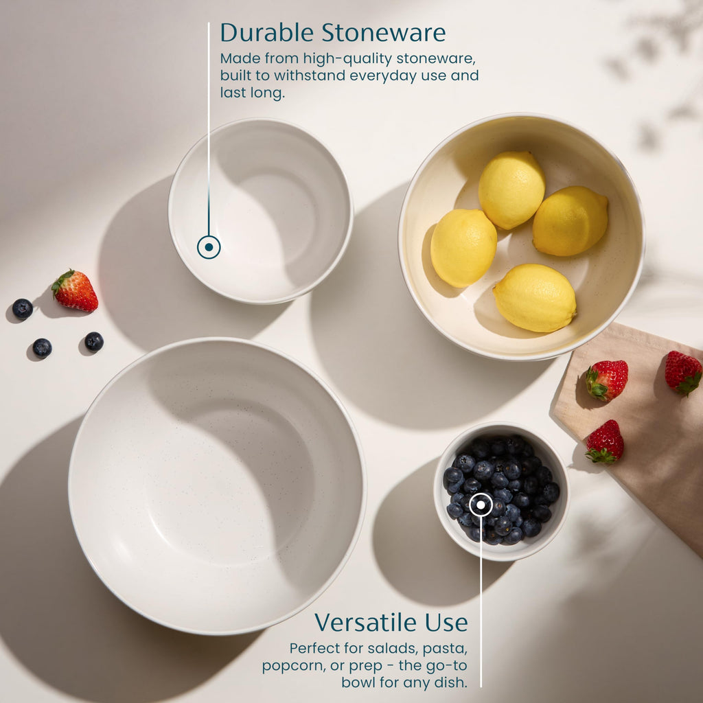 Mixing Bowls, Ceramic Nesting Bowls, Stoneware Kitchen Bowls, For Prep, Serving, Dishwasher Safe, 18/40/90/140 oz