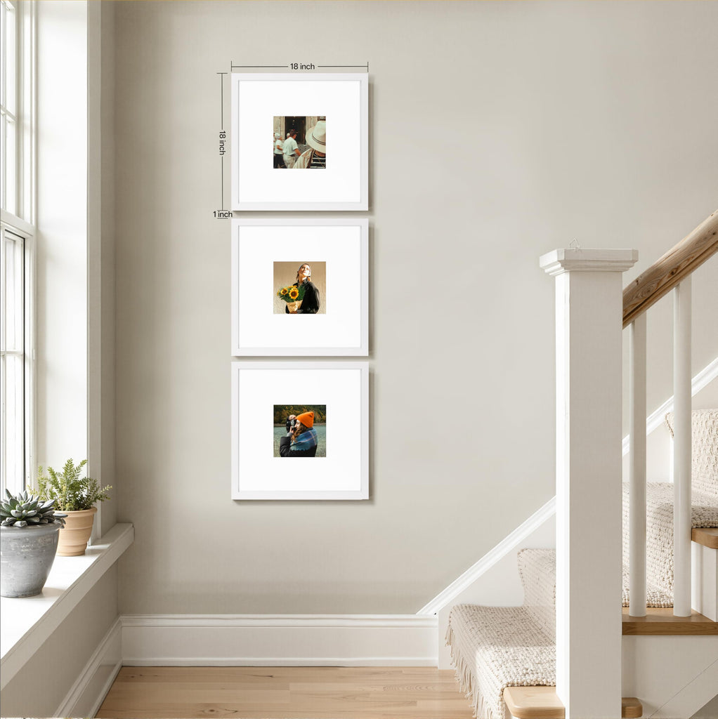 Picture Frames Set of 9, 18x18 in, Acrylic Cover, White