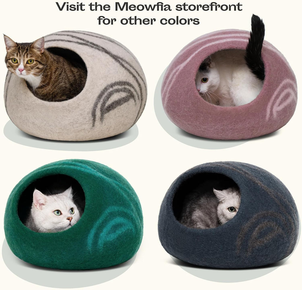 Cat Cave - Merino Wool Bed for Indoor Cats (Snow Leopard, Large)