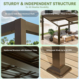 10x13 Pergola with Adjustable Galvanized Steel Roofs, All Aluminum Frame Permanent Pergola for Patio