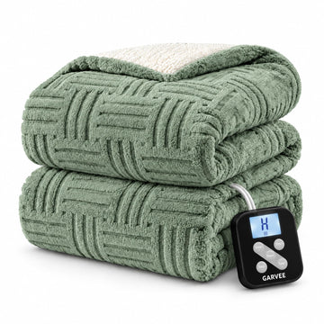 Electric Heated Full Blanket, 10 Heating Levels 12 Time Setting, Green