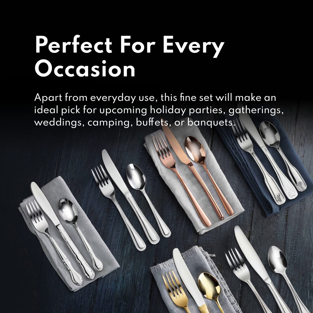 Shell Pattern Stainless Steel Flatware, 36-Piece