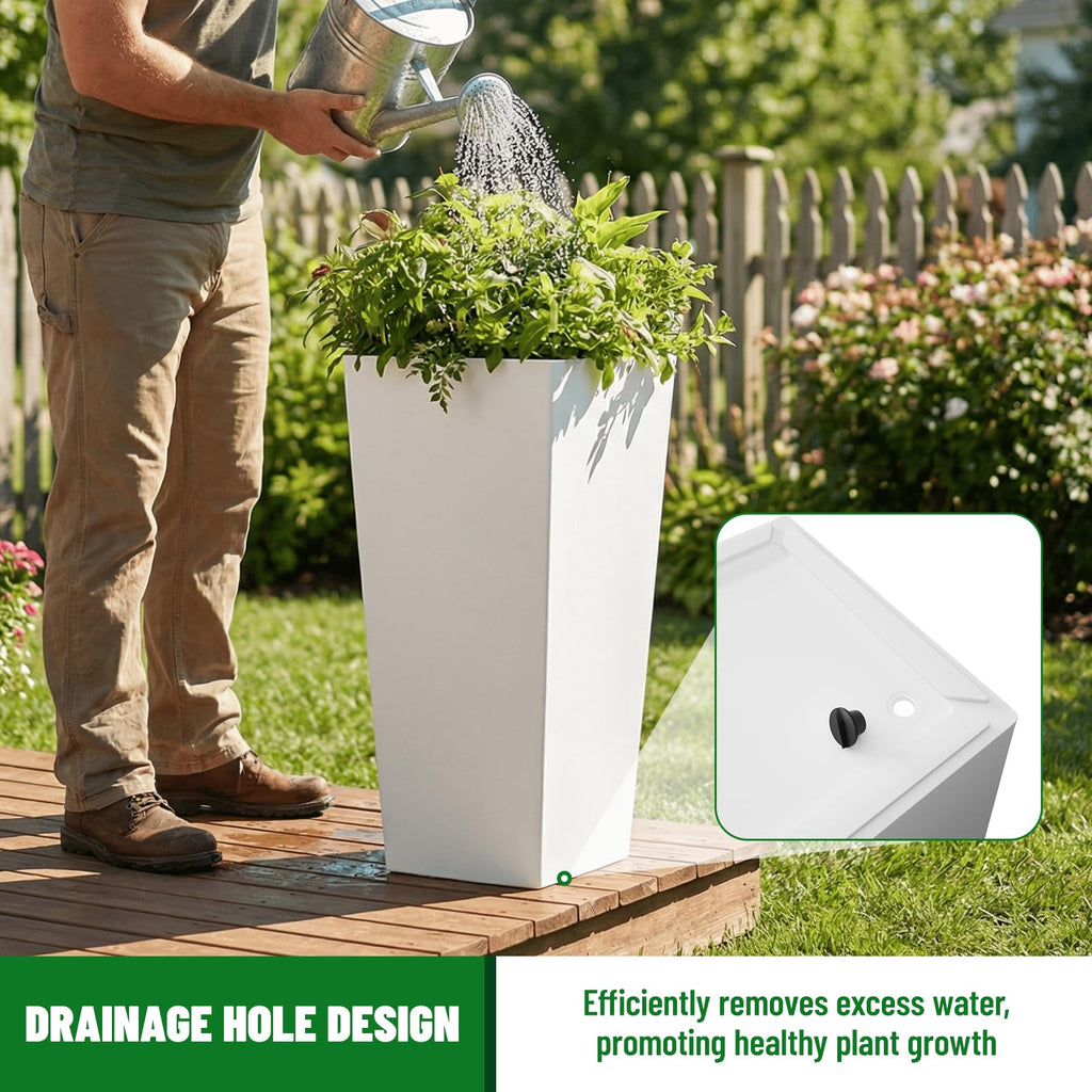Taper Tall Planters 30 Inch Set of 2, Large Planter for Indoor Outdoor Plants, Modern Flower Pot Containers Large