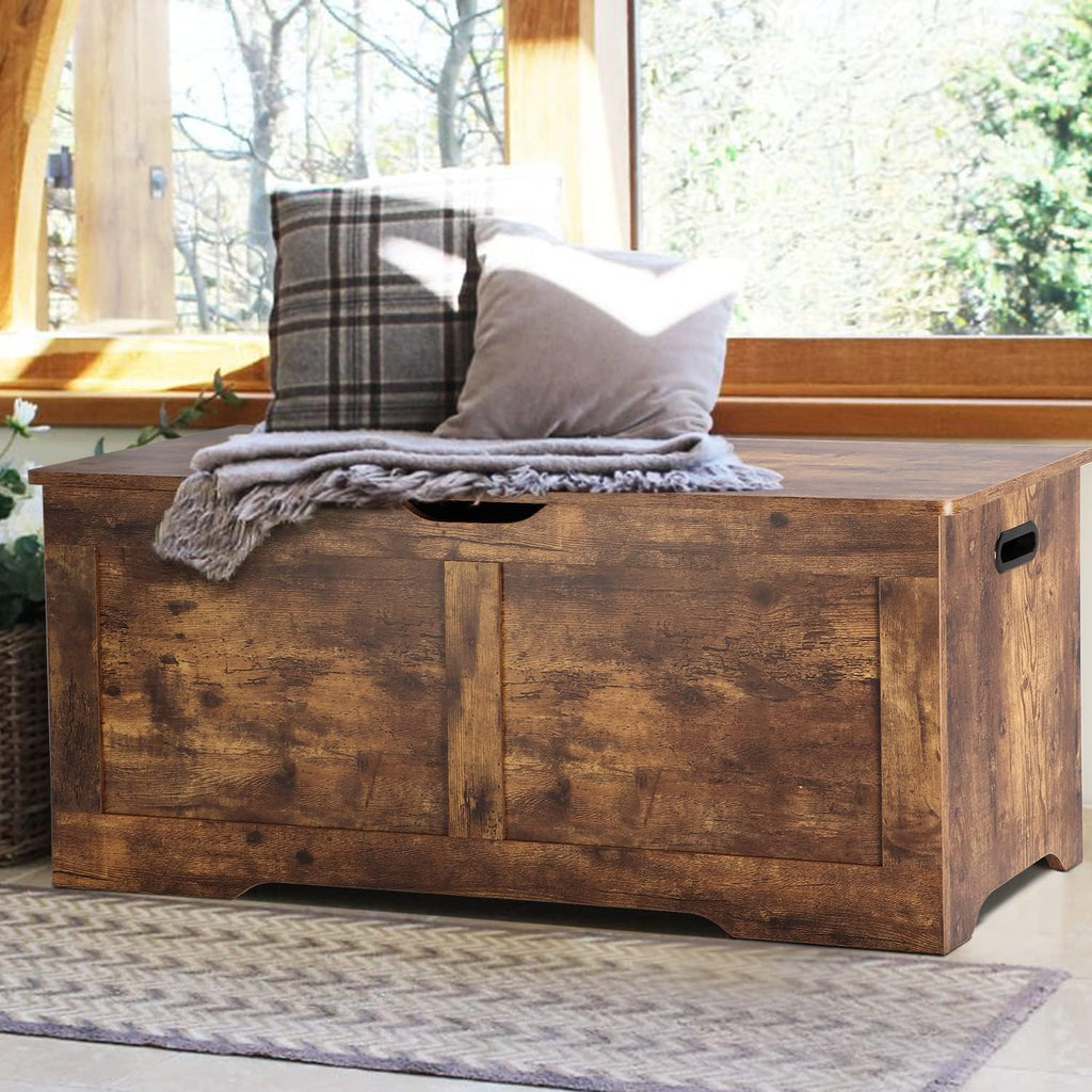39.4" Storage Chest, Wooden Storage Bench, Lift Top Toy Chest | Large Toy Box with 2 Safety Hinges, Entryway Bench