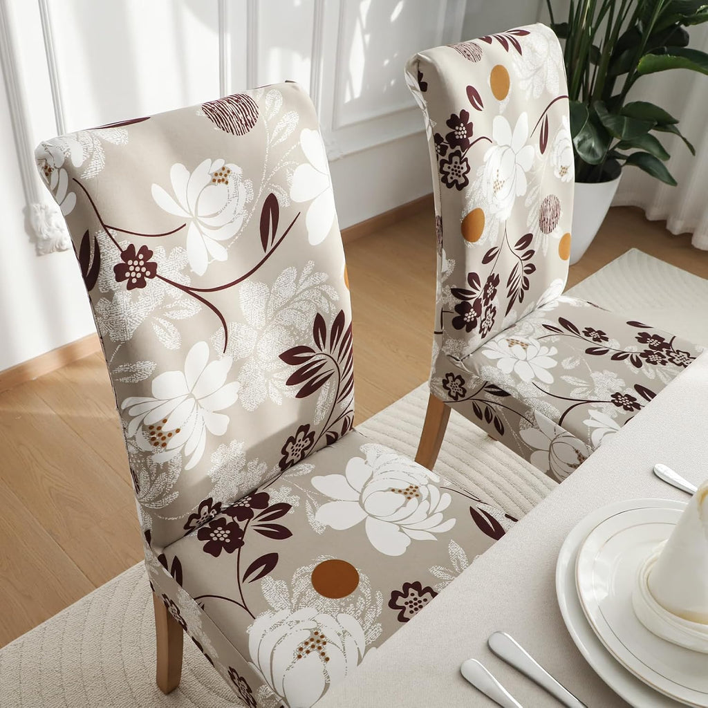 Waterproof Dining Room Chair Covers Set of 4 Stretch Floral Printed Standard Parson Chair Slipcovers Washable Pet