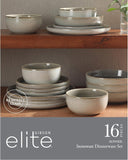 Sunveil 16 Piece (Service for 4) Plates and Bowls Reactive Glaze Round Dishes Stoneware Ceramic Dinnerware Set