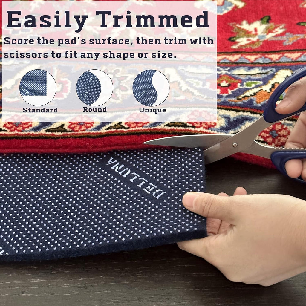 Non-Slip Area Rug Pad 1/4" Thick Double Side Rubber + Felt, 5'x7' Premium Deluxe Cushioned- Safe for All Floors, Adds - Set of 35