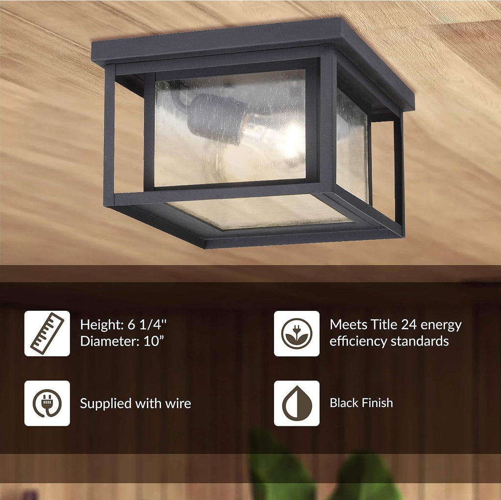 Hunnington Cast Aluminum Outdoor Ceiling Lighting, 30W, Black, Two Light, 2-Light, cETL Listed