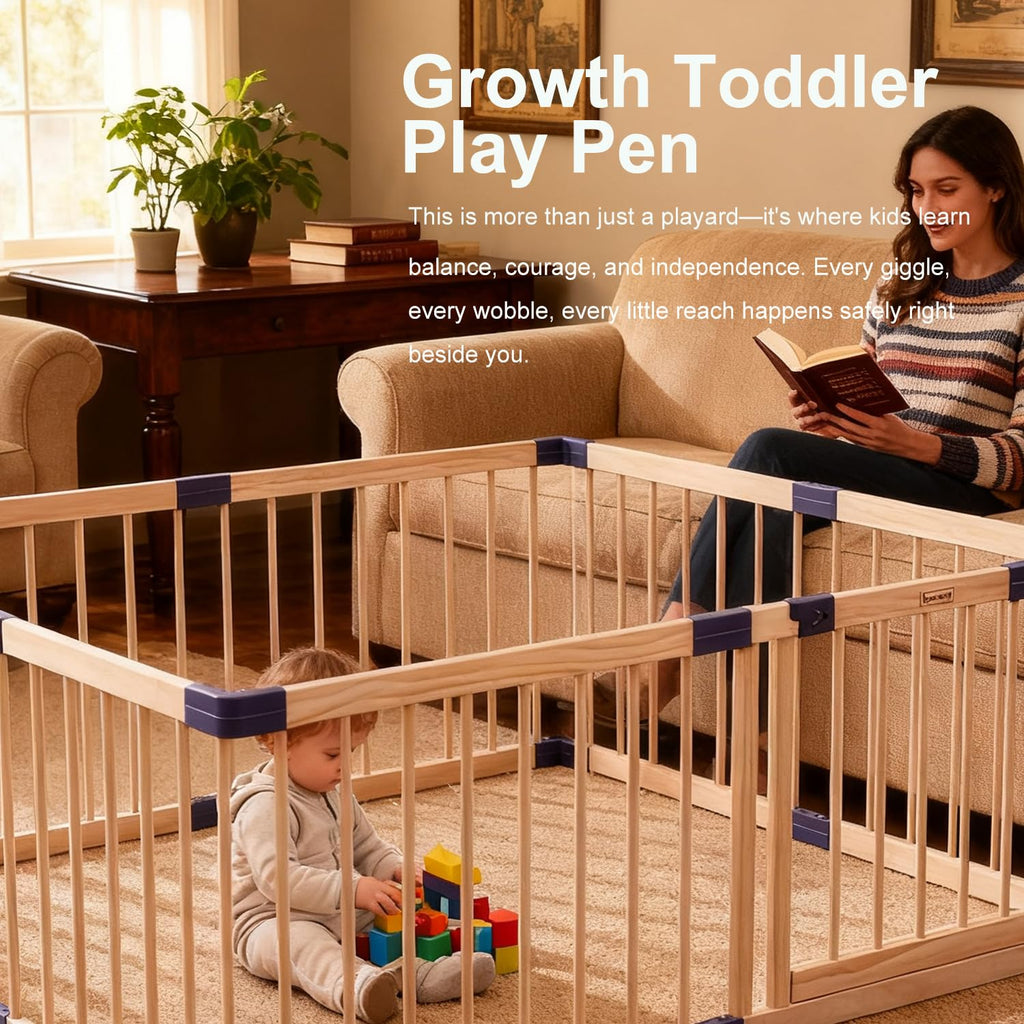 Wooden Playpen,CPC Certified,New Zealand Pine Wood,59.05x70.86Inches