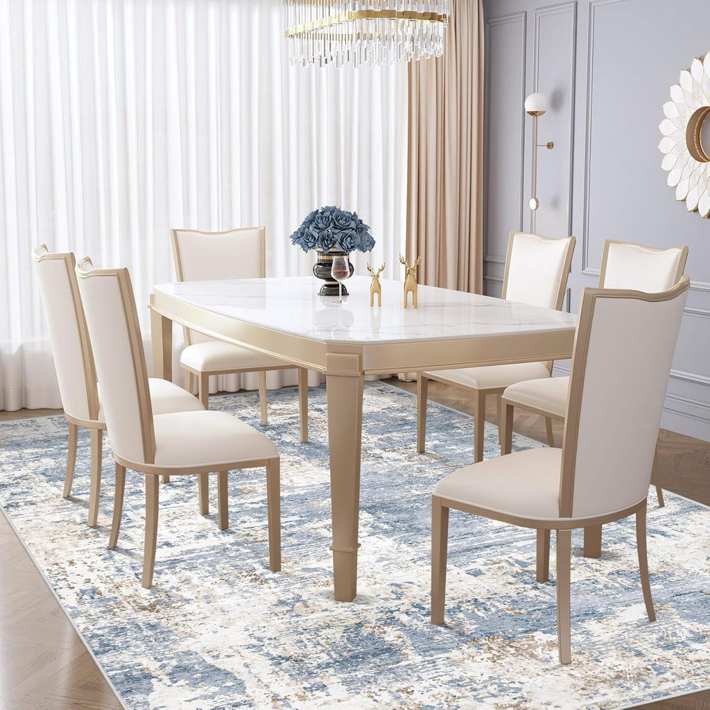 6x9 Area Rugs for Living Room, Washable Modern Abstract Large Area Rug Neutral Soft Non Slip Kids Rug Stain Resistant