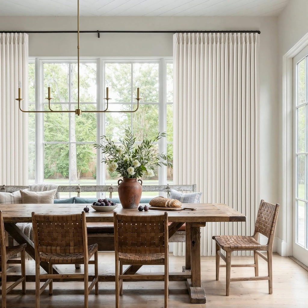 Natural Pinch Pleated Linen Curtains 84 Inch Length 2 Panels for Living Room Bedroom Cream Semi Sheer Light Filtering