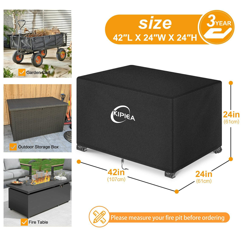 Rectangular Fire Pit Cover 42x24 inch - Upgraded 600D Heavy Duty, 100% Waterproof, UV & Tear Resistant, Propane Fire