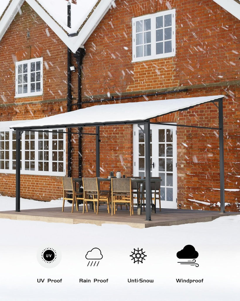 10 ft x 12 ft Lean to Gazebo, Hardtop Wall Pergola with Poly - Image 6