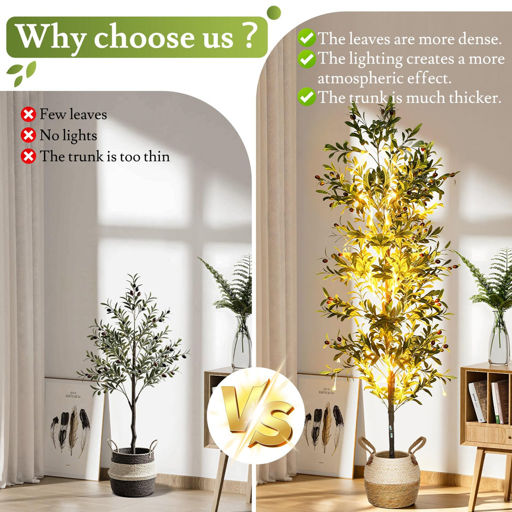 6FT Artificial Olive Tree Indoor with Lights & Planter, Dimmable