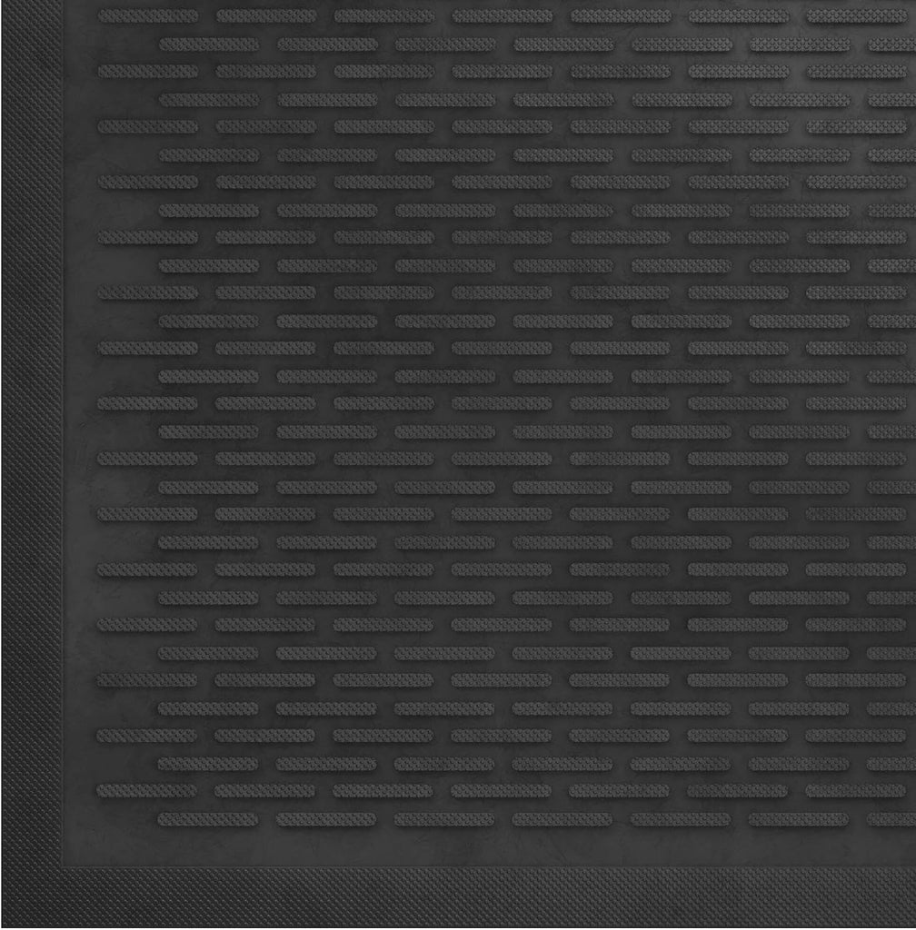 Waterproof Rubber Outdoor Doormat - Heavy-Duty Non-Slip Rubber Floor Mat with Ridge Scraper Pattern, All-Weather