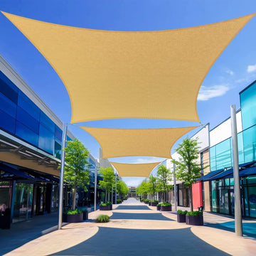 Shade Sail 12'X20' Rectangle Sand Breathable UV Block Outdoor Canopy for Backyard Patio Pergola Garden Deck(We Make