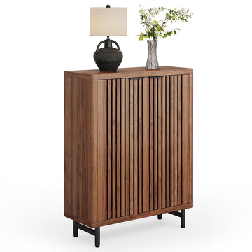 6-Tier Shoe Cabinet with Doors for Up to 24 Pairs, Large Wooden Shoes Cabinet with Adjustable Shelves, Retro