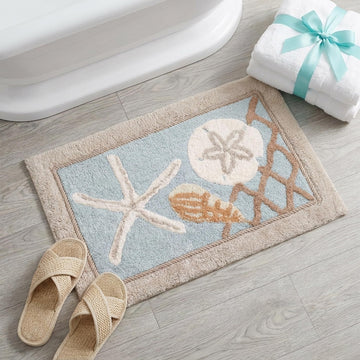 Coastal Bathroom Rug 20x30, Soft & Absorbent Cotton