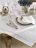 Ivory White Hemstitched Design Holiday Special Occasion Dinner Tablecloth, 65" X 84" Rectangular, 10