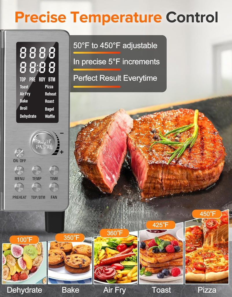 Bravo Pro Smart 21QT Toaster Oven Air Fryer Combo, Convection Oven Countertop, 10 functions all in 1, with even &