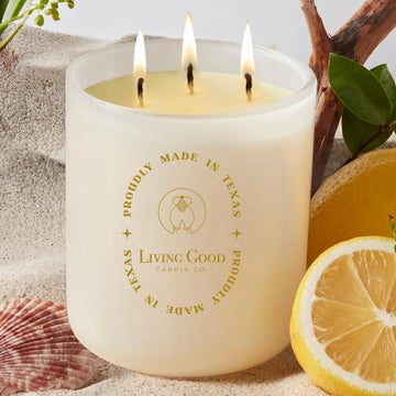 Coastal Breeze - Yuzu & Sea Salt Pure Beeswax Candle - 90+ Hours Long Burning Classically Designed Non-Toxic Scented