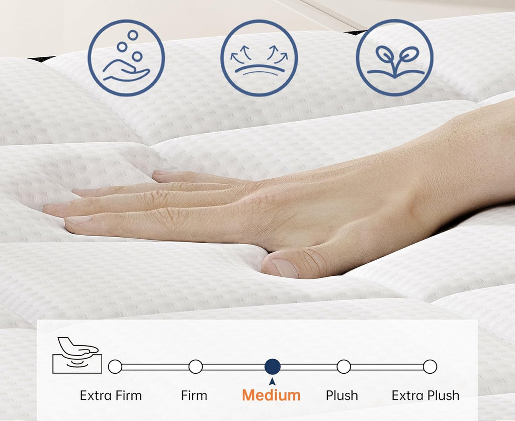 14 Inch King Mattress, Medium Firm Hybrid Pocket Spring Bed | Luxurious 14-inch medium firm king size mattress for