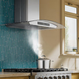 30 Inch Stainless Steel Wall Mount Range Hood 700 CFM 3 Speed Touch Control, LED Lights Convertible Ducted/Ductless