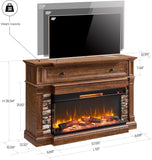 OKD 52" Electric Fireplace with Mantel, Freestanding Fireplace Heater TV Stand with 36" 3-Side Glass Insert for TVs Up