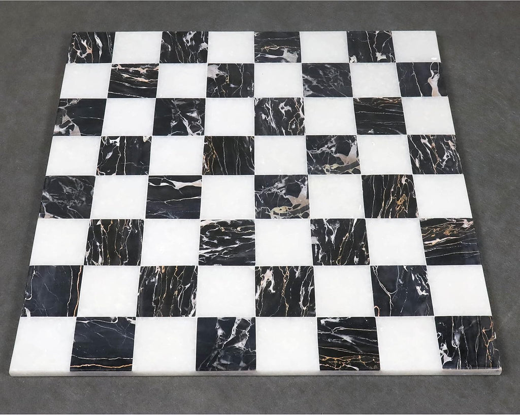 15'' Borderless Marble Stone Luxury Chess Board - Black and White Stone