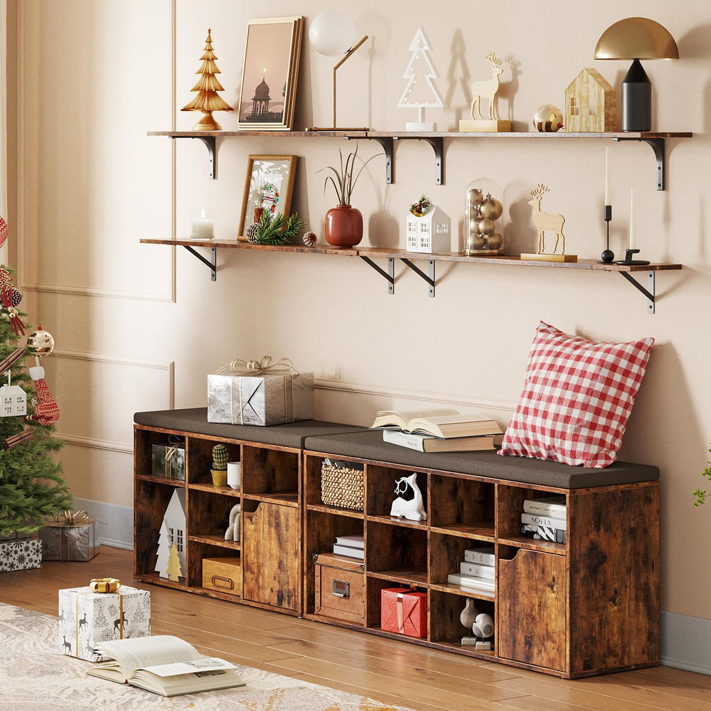 Long Wall Shelves, 47.3Inch Wooden Floating Shelves with Brackets