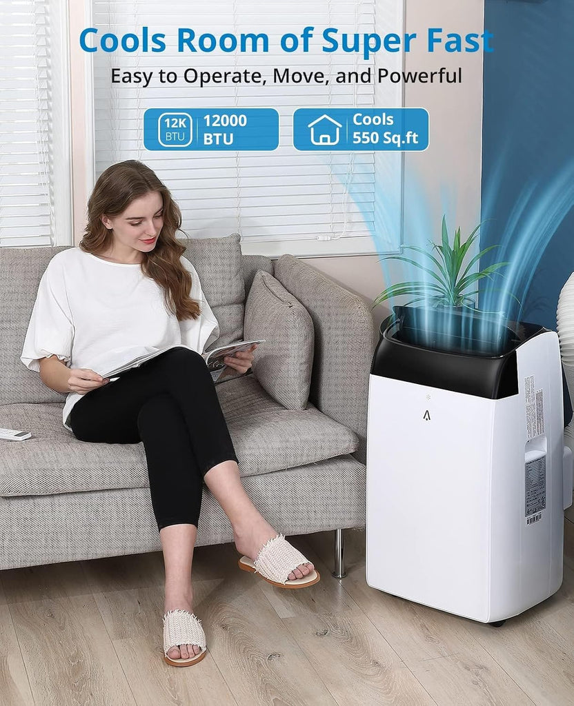12000 BTU Portable Air Conditioners with Remote Control, 3-in-1 Free Standing Cooling AC Unit with Fan & Dehumidifier