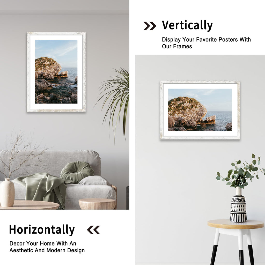 20x28 Poster Frame with 16x24 Mat - Plexiglass Wooden Picture Frames for Photo Wall Gallery Mounting