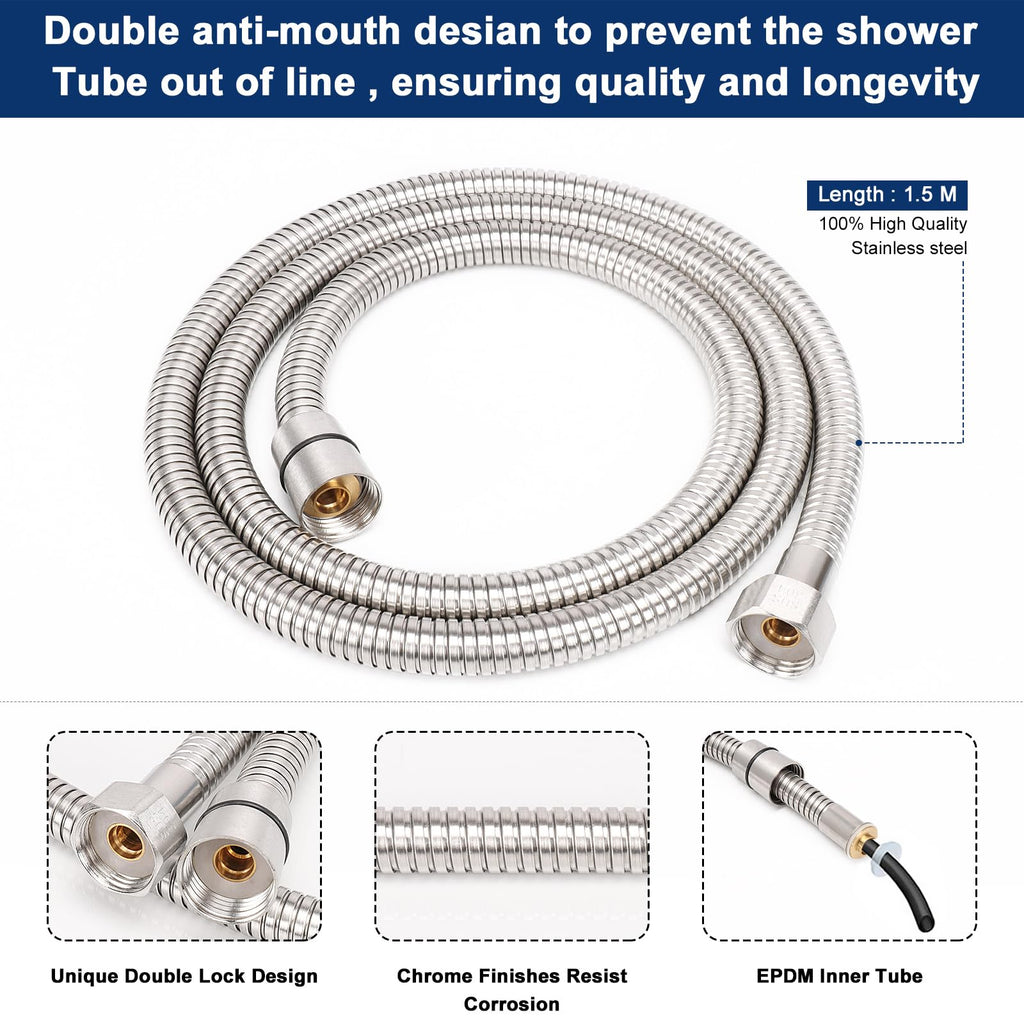Hand Held Shower Head, Luxury High Pressure Shower Kit with Wall Connector and Hose Set, Showering System