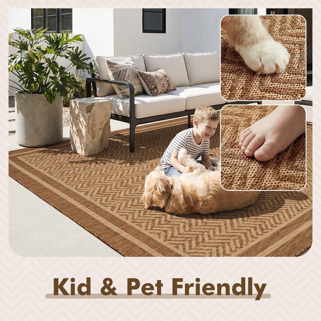 Outdoor Rug-Patio Rug Polypropylene Indoor Outdoor Rugs Outdoor Carpet Deck Balcony Porch, Textured Weave