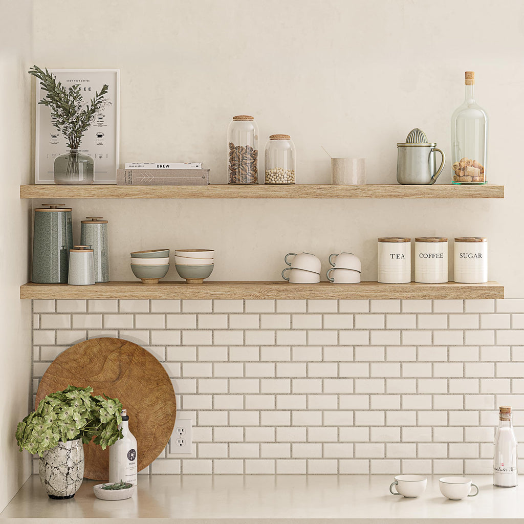 Floating Shelves for Wall, 60" Wood Wall Shelf Set of 2, with Invisible Brackets, 8" Deep, Oak Finish