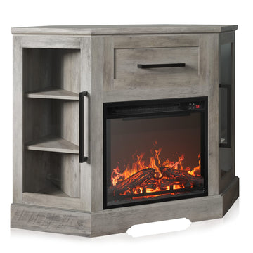 Dale 43" Corner TV Stand with 18" Electric Fireplace - Grey Wash