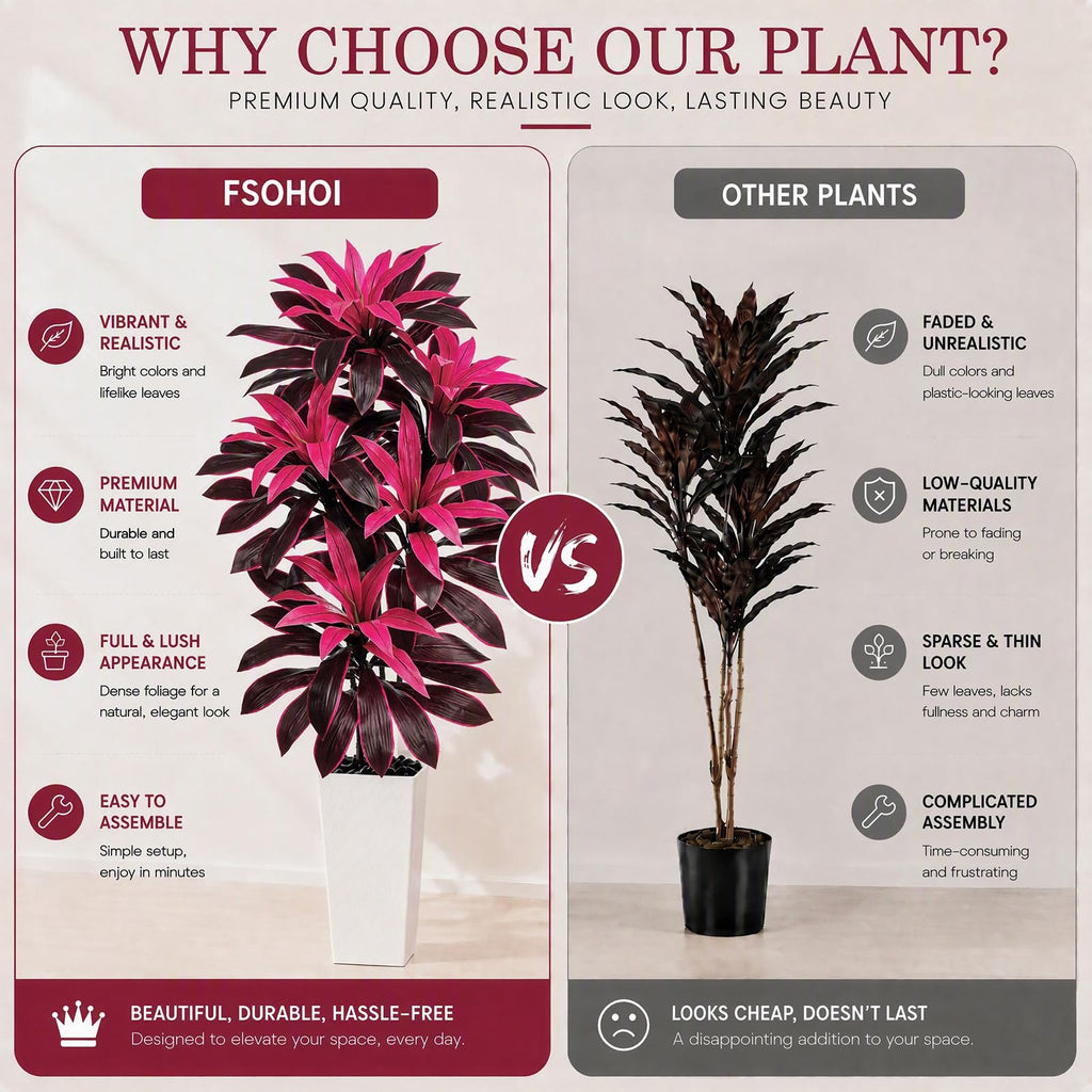 Artificial Purple Dracaena Tree 6FT, Tall Fake Plants Indoor