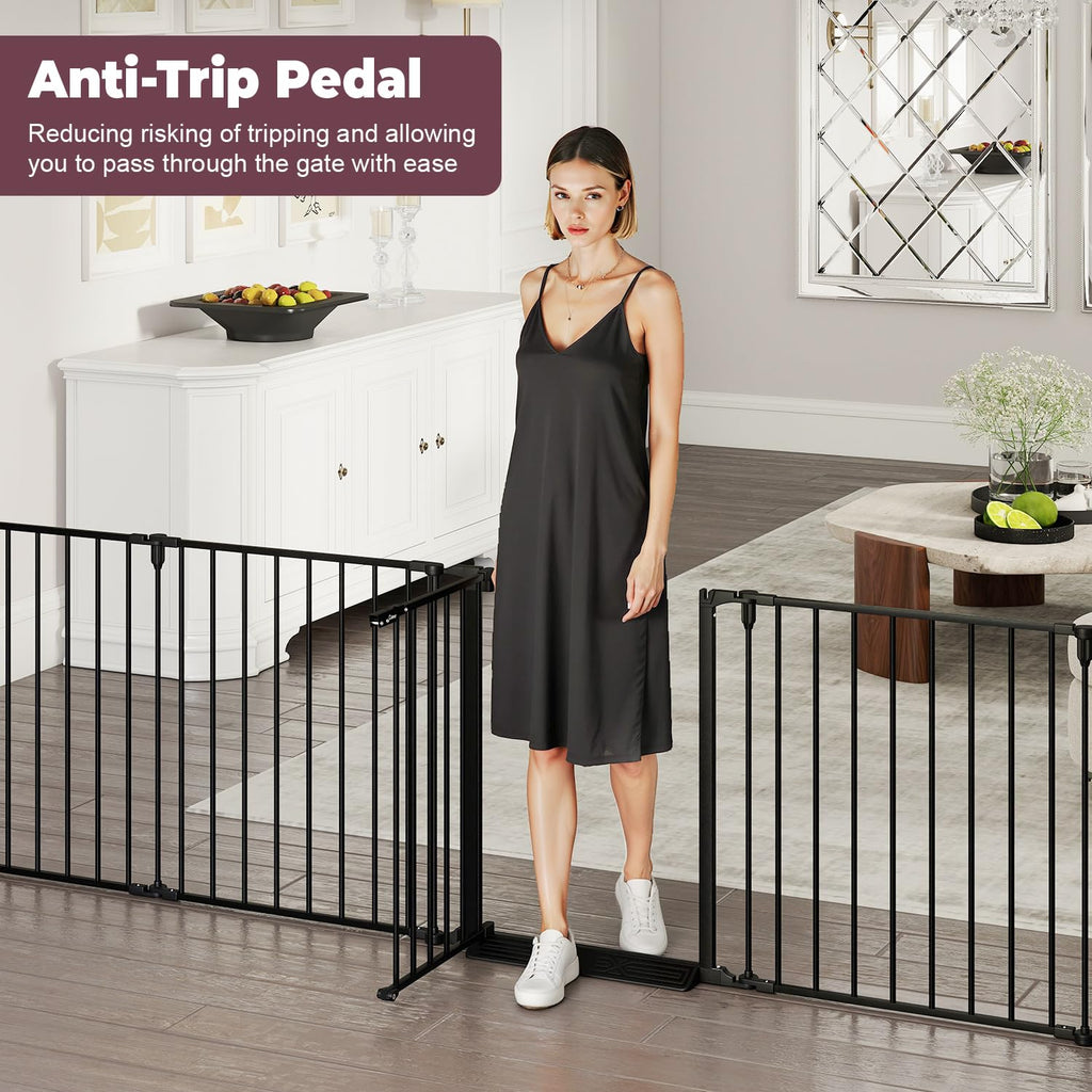 144" Extra Wide Baby Gate with Door, Configurable Baby Fence