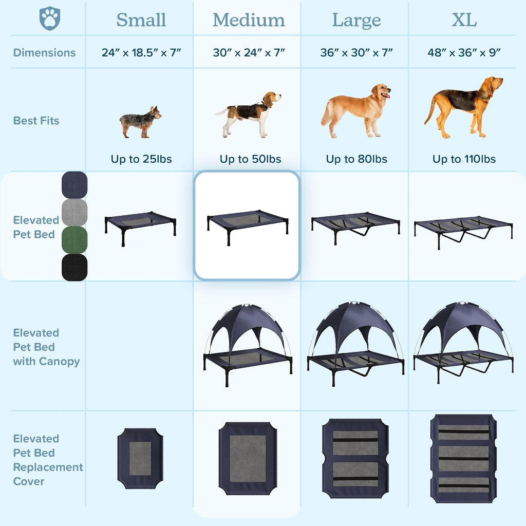 Elevated Dog Bed - 30x24-Inch Portable Pet Bed with Non-Slip Feet - Indoor/Outdoor Dog Cot or Puppy Bed for Pets up