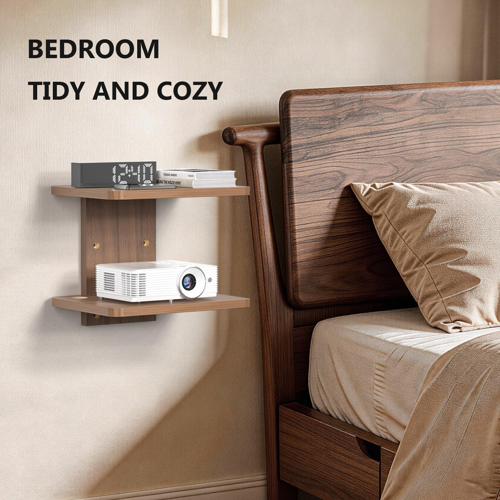 2 Tier Floating TV Wall Shelf for Projector, DVD Player