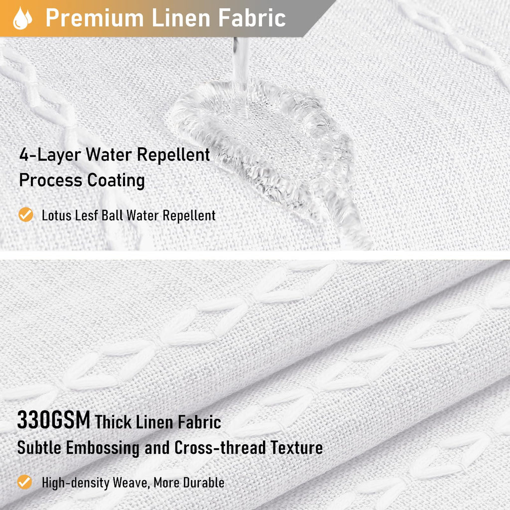 White Boho Farmhouse Linen Heavy Duty Cloth Set, 72x72