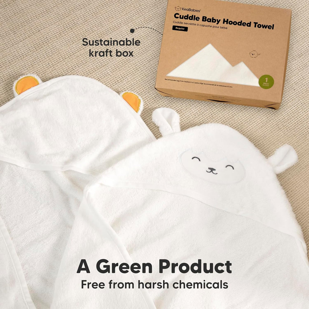 Hooded Baby Towel for Newborn, Baby Bath Towels (Lamb, 35x35)
