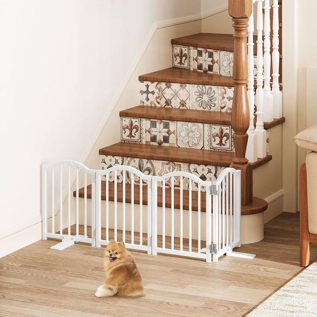 Short Dog Gate Indoor, 16" High Freestanding Small Dog Door Gates with Support Feet, Expands Up to 48'' Wide Foldable