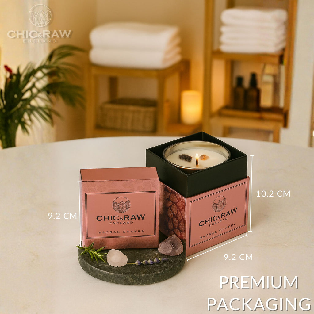 Aromatherapy Candle with Amethyst Crystal, Sacral Chakra, Soy Wax, 7.05oz