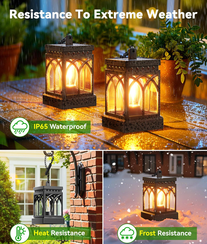 4 Pack Solar Lanterns Outdoor Waterproof, Brighter Hanging Solar Lantern Lights for Outside, Auto ON/Off Lanterns