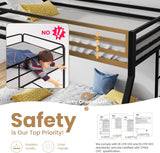 Loft Bunk Bed Twin Over Full with Ladder and Guardrail,Heavy Duty Metal Slats Support No Box Spring Needed Small Space