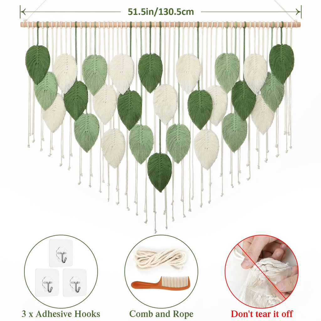 Large Macrame Wall Hanging Boho Leaves Macrame Tapestry Chic Wall Decor