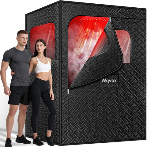 Double Infrared Steam Sauna, Portable Infrared Sauna, Enlarged Size and Two 3L Steamers, Two Upgrade Chairs