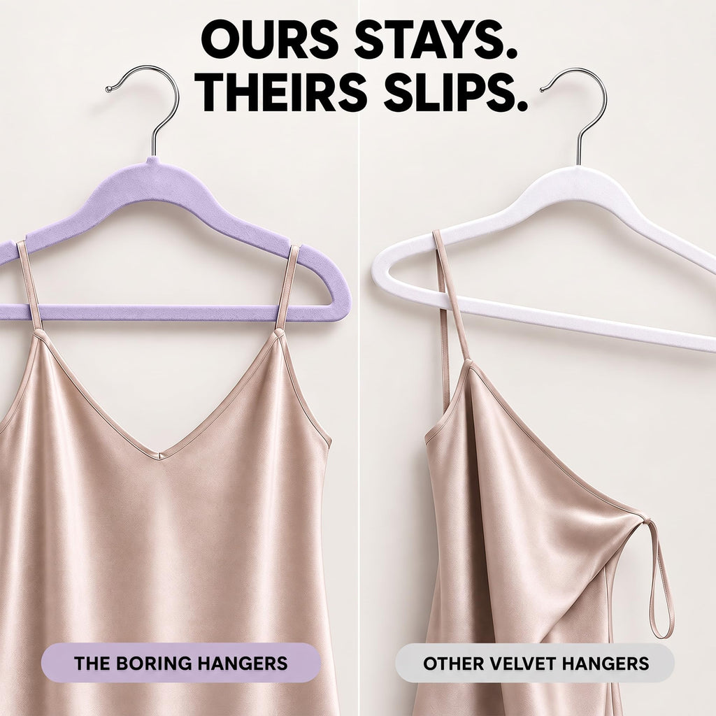 33 Pack Light Purple Velvet Felt Hangers, Non Slip